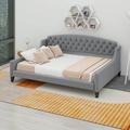 Red Barrel Studio® Tramone Modern Luxury Tufted Button Daybed, Full Upholstered, Wood in Gray | 33.8 H x 60.6 W x 80.7 D in | Wayfair