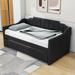 Red Barrel Studio® Vanner Twin Size Daybed w/ Twin Size Trundle & Slats Upholstered/Polyester in Black | 36 H x 41 W x 82 D in | Wayfair