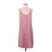 Thread and Supply Casual Dress - Shift V Neck Sleeveless: Pink Print Dresses - Women's Size Small