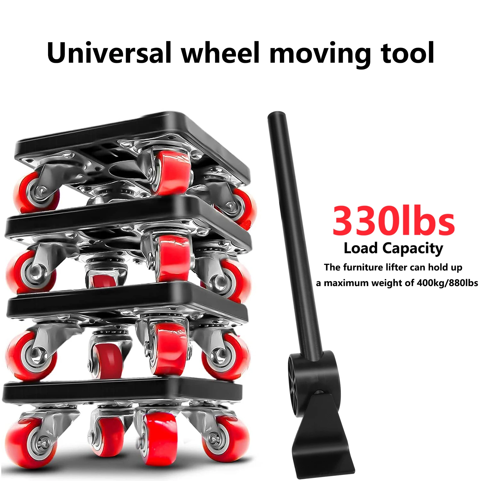 Kit di attrezzi mobile per sollevamento mobili per carichi pesanti con 4 ruote 330 libbre 360 ° Carrello mobile per mobili girevoli per la movimentazione di divani per elettrodomestici