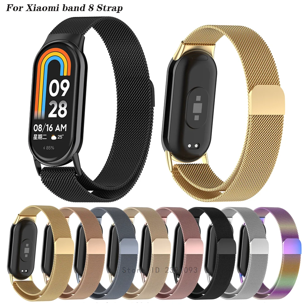 Mailänder Schlaufen armband für Xiaomi Mi Band 8 Armband Edelstahl Uhren gürtel für Mi Band 8 Smart Band Armband für Miband 8 Image