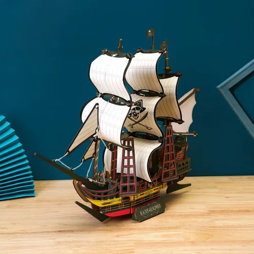 3D drei dimensionales Segelschiff Kriegsschiff Piraten schiff Holz drei dimensionales Puzzle Modell