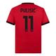 AC Milan Unisex Heimtrikot Replik Stadion, Saison 2023/24, Personalisierbar, T-Shirt, Rot/Schwarz (Pulisic 11), M