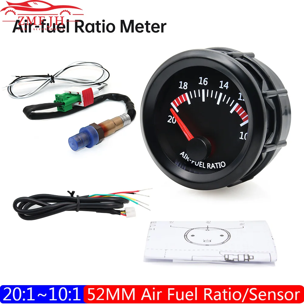 20:1-10:1 Auto-Racing-Messgerät, 52 mm Luft-Kraftstoff-Verhältnis mit Schmalband-O2-Sauerstoffsensor 0258006028 für 12V Auto AFR Gauge weiße LED Image