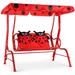 Kids Patio Swing Chair Children Porch Bench Canopy 2 Person Yard Furniture red