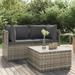 Tomshoo 3 Piece Patio Set with Cushions Gray Poly Rattan