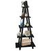 BULYAXIA 5 Tier Ladder Shelf Living Room Ladder Bookshelf Home Office Display Shelf Triangle Storage Racks with Storage Wooden Plant Shelf Standing Organizer Shelf for Balcony Garden Black