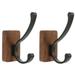 2 Pieces No Punching Clothes Hook Wall Mounted Hooks Wood Hangers Adhesive Organizer Self-adhesive Storage