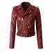 MRULIC coat for women Women Ladies The Belt Fashion Leather Racing Style Biker Jacket Women s Jackets Coats + 3XL