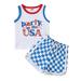 Boy Sleeveless Round Neck Shirt + Drawstring Checkerboard Shorts