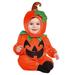 Lovskoo 2024 Newborn Baby Boys Girls Halloween Outfits Romper Pumpkin Bodysuit with Hat Orange for 0-6 Months