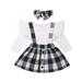 Newborn Baby Girl Skirt Set Ruffle Long Sleeve T Shirts+ Suspender Overall Dress+Headband Outfit Set