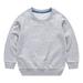Fimkaul Boys Girls Hoodies Sweatshirts Solid Color Long Sleeve Round Neck Pullover Threaded Neckline Sweatshirt Baby Clothes Grey