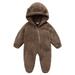 Daqian Baby Girl Clothes Clearance Newborn Baby Fleece Footie Snowsuit Winter Bunting Onesie Cartoon Warm Hooded Romper Jumpsuit Outfits for Girls Boys Toddler Girl Clothes Clearance Brown 0-3 Months