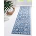 Rugs.com Boston Collection Rug â€“ 8 Ft Runner Blue Low-Pile Rug Perfect For Hallways Entryways