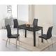 FURNIZONE UK Milano 4-Seater Black Glass Top and Black Metal Legs Dining Table with 4 Modalux Black Faux Leather Chairs - Black