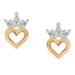 Disney Accessories | Disney Princess Tiara Heart Stud Earrings In Sterling Silver & 18k Gold-Plated | Color: Gold | Size: Osg