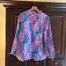 Lilly Pulitzer Tops | Lilly Pulitzer M Nwt Cotton Tunic Blouse With Ruffled V Neck. | Color: Blue/Pink | Size: M