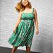 Torrid Dresses | Euc Torrid Plus Size 3 Green & Pink Midi Challis Smocked Tiered Dress Pockets | Color: Green/Pink | Size: 3x