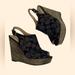 Coach Shoes | Coach Janet Signature C Platform Wedge Peep Toe Heels | Color: Black/Gray | Size: 8.5