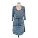 R&B Collection Casual Dress: Blue Marled Dresses - Women's Size Large