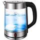 BROGEH Kettles,Glass Tea Kettle, 2200W Kettle Glass Hot Water Kettle with Insulation Function and Anti-Scald Design, High Borosilicate Glass hopeful