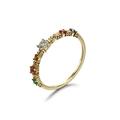 Lieson Dainty Rings for Women, 14ct Yellow Gold Wedding Rings for Women Vintage 4 Prong Multicolor Gemstone Promise Rings Yellow Gold Ring Size P 1/2