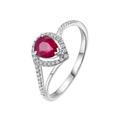 Custom Rings for Women, Cubic Zirconia Ring Size J 1/2 18K White Gold 1 0.8CT VVS Red Pear Lab Ruby with 0.15CT H White Natural Diamond Halo Channel
