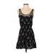 Jack Wills Casual Dress - Mini: Black Floral Motif Dresses - Women's Size 4