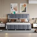 Latitude Run® Brettly Queen Tufted Upholstered Storage Bed Upholstered in Gray | 43.7 H x 65.6 W x 83.3 D in | Wayfair