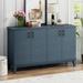 Winston Porter Sideboard w/ 4 Door Large Storage Buffet w/ Adjustable Shelves & Metal Handles Wood in Blue | 36 H x 60 W x 18 D in | Wayfair