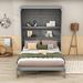 Red Barrel Studio® Tymiesha Wooden Frame Murphy Bed w/ Shelves & Slats Wood in Gray | 88.5 H x 67.7 W x 89.8 D in | Wayfair