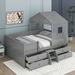 Harper Orchard Crestline Full Size House Low Loft Bed w/ Four Drawers Wood in Brown/Gray | 60 H x 57.6 W x 77.8 D in | Wayfair