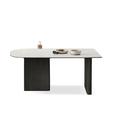 Orren Ellis 51.18" White Oval Sintered Stone Solid wood Dining Table Wood in Black/Brown/Gray | 29.53 H x 55.12 W x 31.5 D in | Wayfair