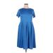 24seven Comfort Apparel Casual Dress - A-Line: Blue Solid Dresses - Women's Size X-Large