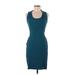 French Connection Casual Dress - Sheath Scoop Neck Sleeveless: Teal Print Dresses - Women's Size 6