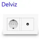 Delviz – prise de télévision murale 16a Standard ue câble jack panneau blanc 146mm x 86mm 2