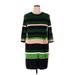 Ann Taylor Casual Dress - Sheath Crew Neck 3/4 sleeves: Green Color Block Dresses - Women's Size Large Petite