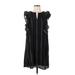 Sadie & Sage Casual Dress - Shift: Black Print Dresses - Women's Size Large