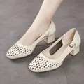 Scarpe da donna con tacco medio estate 2023 sandali chiusi per donna calzature in pelle lavoro