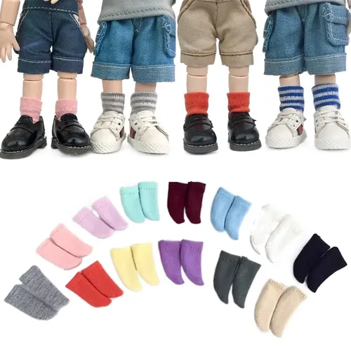 1 Paar ob11 Socken kurze Socken gestreifte Socken einfarbige Socken Puppen zubehör für Molly ob11