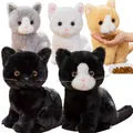 26cm Simulation grauweiß schwarz Katze Plüsch tier Cartoon sitzen lebensechte Kätzchen Tier Katzen
