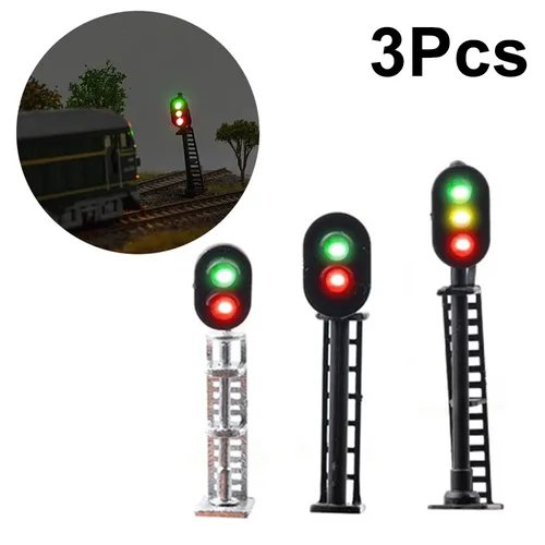 3 Stück ho Maßstab 1:87 Eisenbahn Zug Modell Signal Ampel Miniatur LED Signal Licht 3V mit