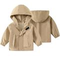 KYAIGUO 1-7T Toddlers Baby Solid Color Windbreaker Jacket for Boys Spring Casual Hooded Coat Outerwear Kids Fall Outdoor Lightweight Raincoat with Zippers