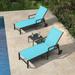 PURPLE LEAF 2 Pieces Outdoor Chaise Lounge Aluminum Patio Lounge Chair with Wheels and Armrests Lounge Recliner Chair for Pool Backyard Beach Turquoise Blue