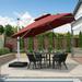 PURPLE LEAF 10 ft Square Double-top Vented Patio Umbrella Outdoor Large Cantilever Umbrella Heavy Duty Sun Umbrella Brick Red