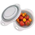 Collapsible Colander.Set of 2 PCS Collapsible Strainer(11.6 & 9.8 Inches).Space-Saving Kitchen Strainer.Food-Grade Silicone Folding Strainer.Pasta Strainer.Vegetables Strainer.(White)