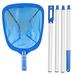 Mdesiwst Pool Skimmer Net Deep Fine Mesh Solid Plastic Frame Detachable Pole Large Capacity Heavy Duty Leaf Fine Debris Pool Cleaning Net Pool Accessories