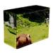 Cows Grazing Field Pattern PVC Leather Brush Holder and Pen Organizer - Dual Compartment Pen Holder - Stylish Pen Holder and Brush Organizer