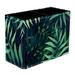 Green Tropical Leaves Pattern-01 Pattern PVC Leather Brush Holder and Pen Organizer - Dual Compartment Pen Holder - Stylish Pen Holder and Brush Organizer